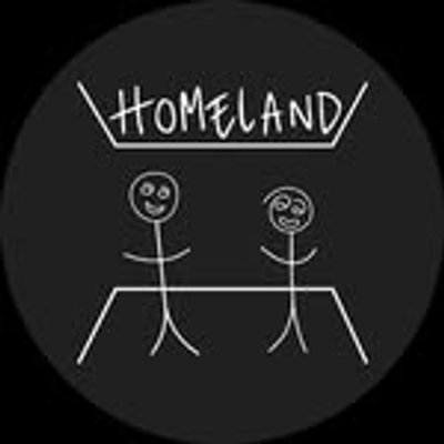 Homeland Cafe logo, two hand-drawn stick figures